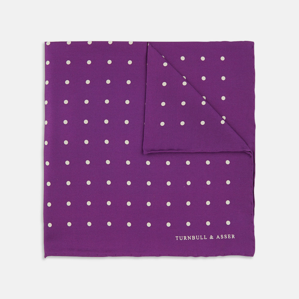 Purple Spot Silk Pocket Square