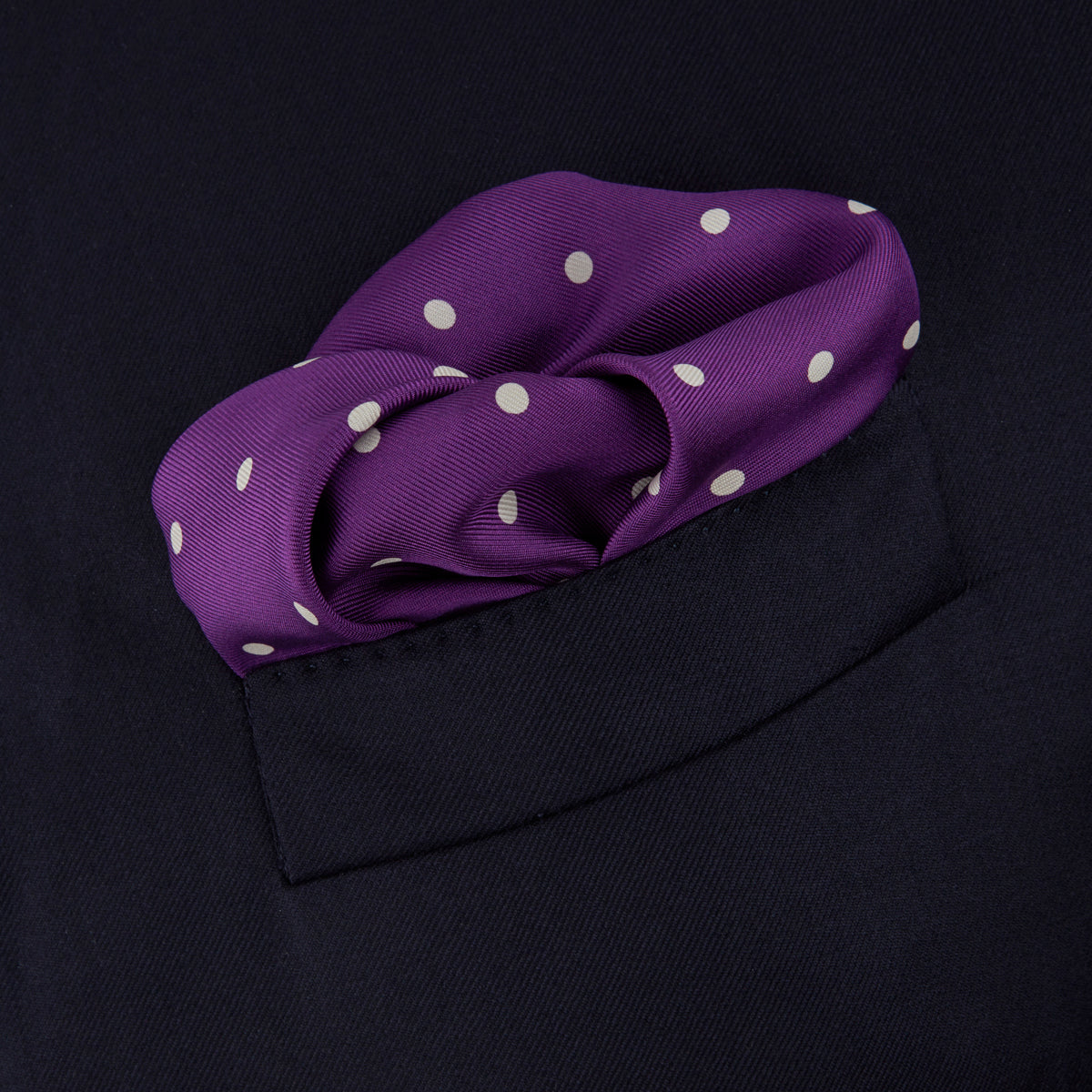 View 4 of product Purple Spot Silk Pocket Square