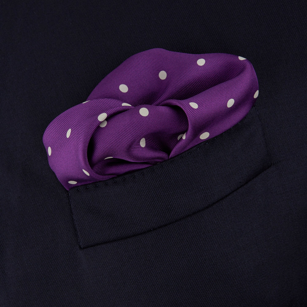 Purple Spot Silk Pocket Square