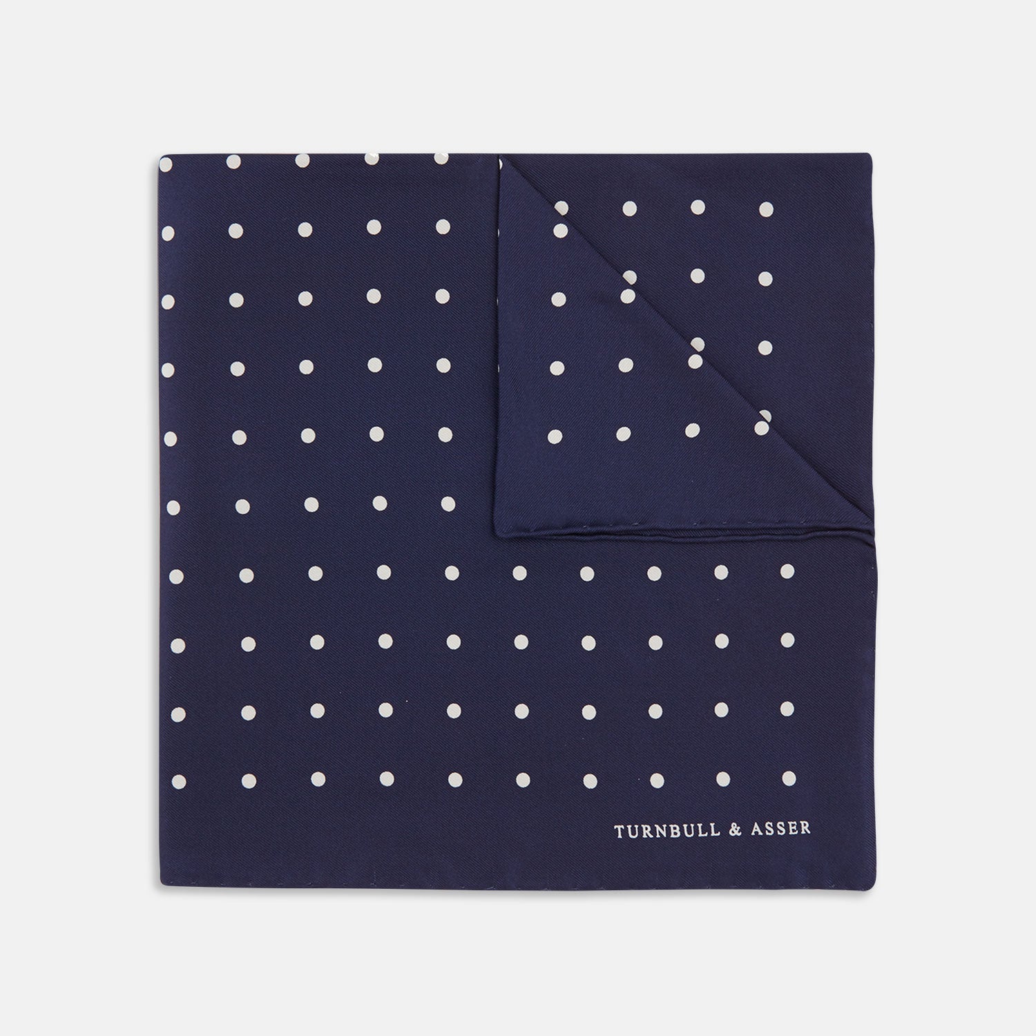 View 1 of product Navy Spot Silk Pocket Square