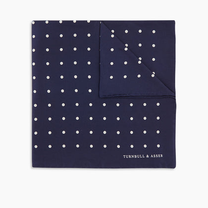 Navy Spot Silk Pocket Square Image 4