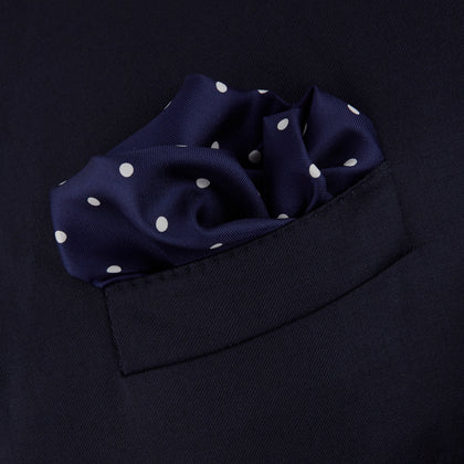 Navy Spot Silk Pocket Square Image 3