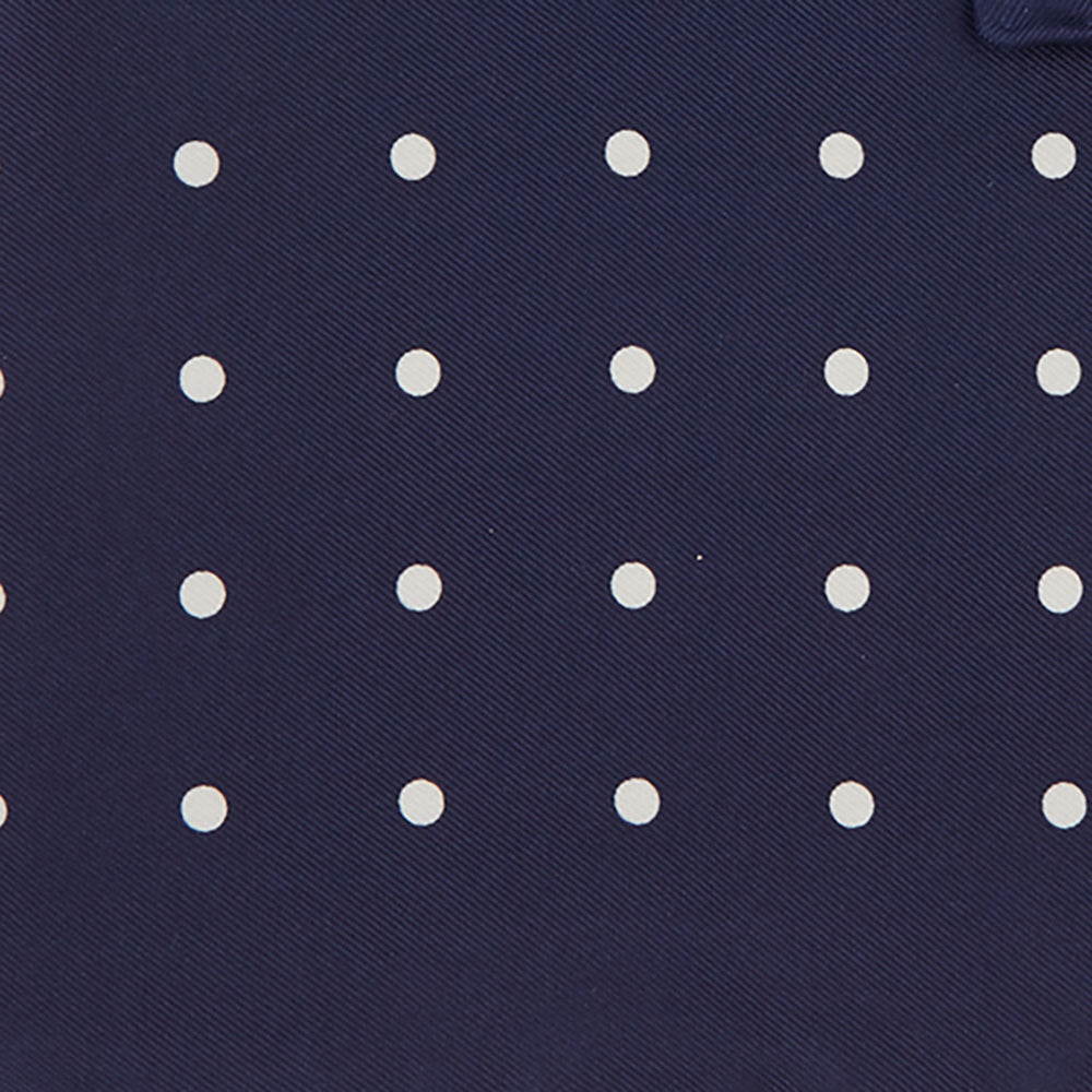 Navy Spot Silk Pocket Square