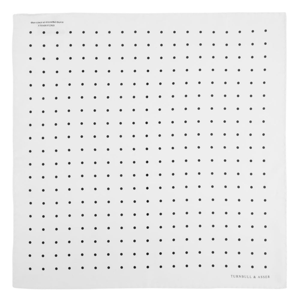 White and Black Spot Silk Pocket Square