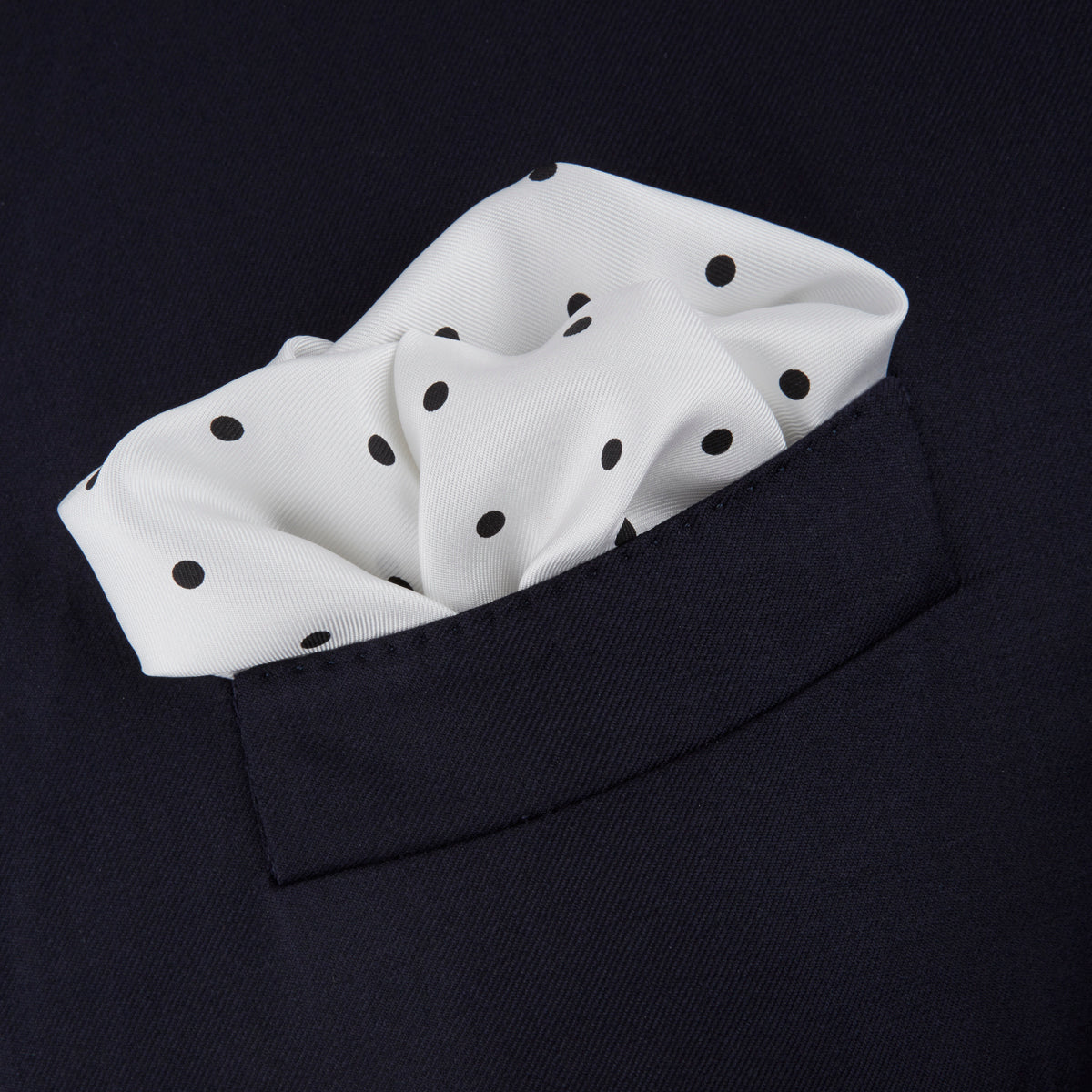 View 4 of product White and Black Spot Silk Pocket Square