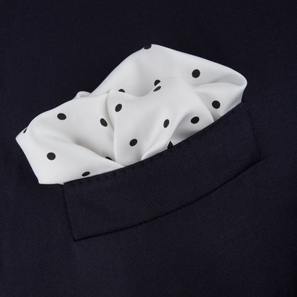 White and Black Spot Silk Pocket Square Image 3