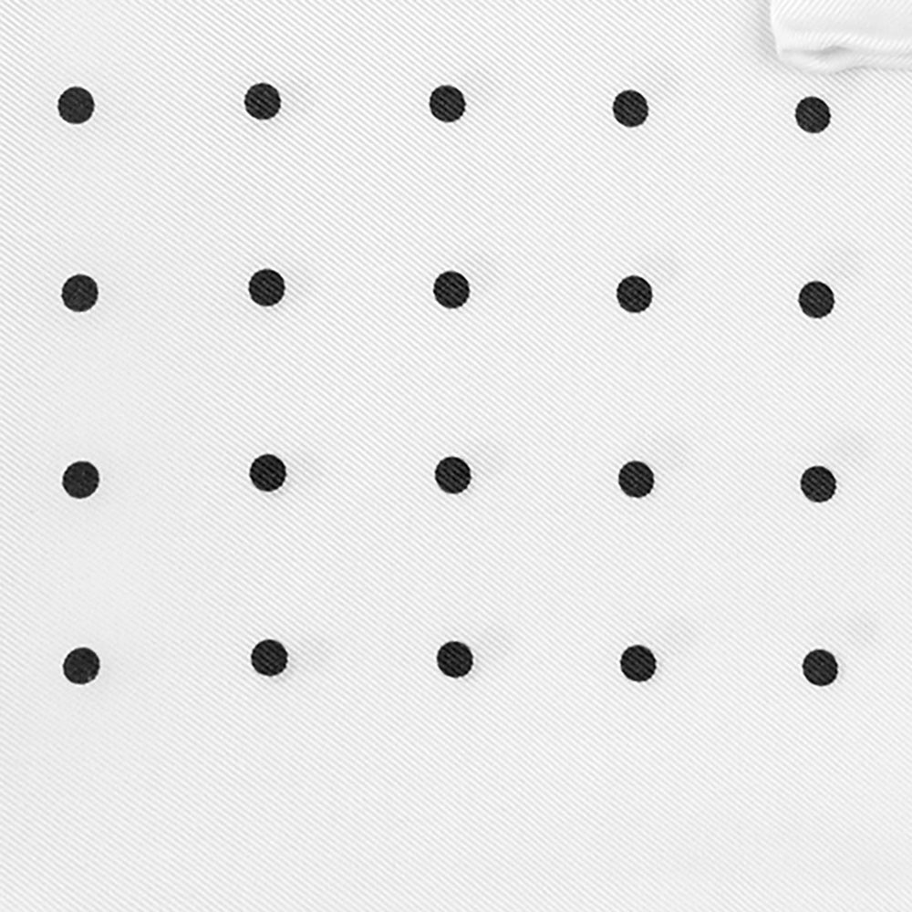 White and Black Spot Silk Pocket Square
