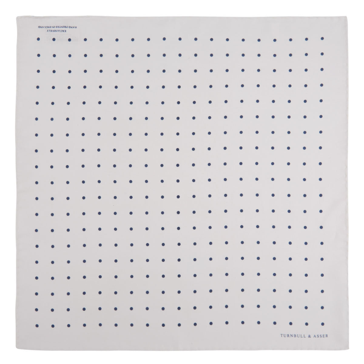 View 2 of product White and Navy Spot Silk Pocket Square