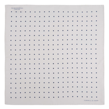 White and Navy Spot Silk Pocket Square Image 1