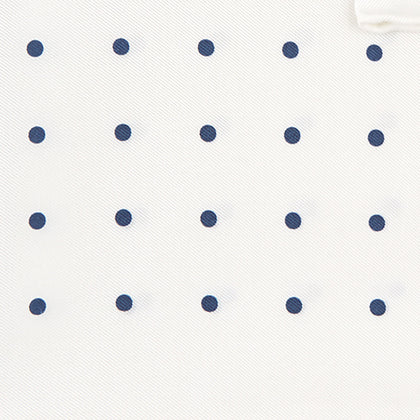 White and Navy Spot Silk Pocket Square Image 2