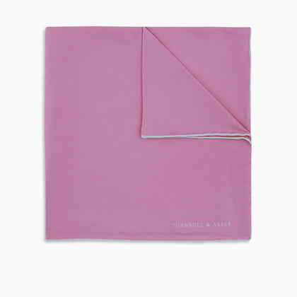 Pink and White Piped Silk Pocket Square Image 4