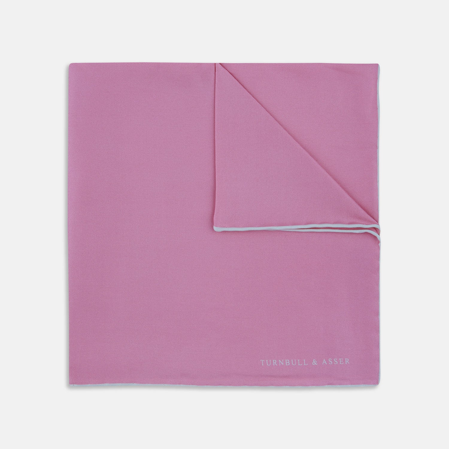 View 1 of product Pink and White Piped Silk Pocket Square