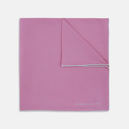 Pink and White Piped Silk Pocket Square
