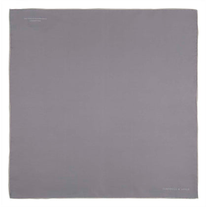 Grey and White Piped Silk Pocket Square Image 1