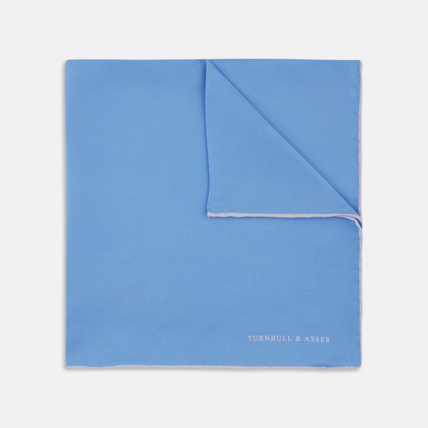 View 1 of product Blue and White Piped Silk Pocket Square