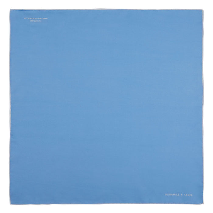 Blue and White Piped Silk Pocket Square Image 1