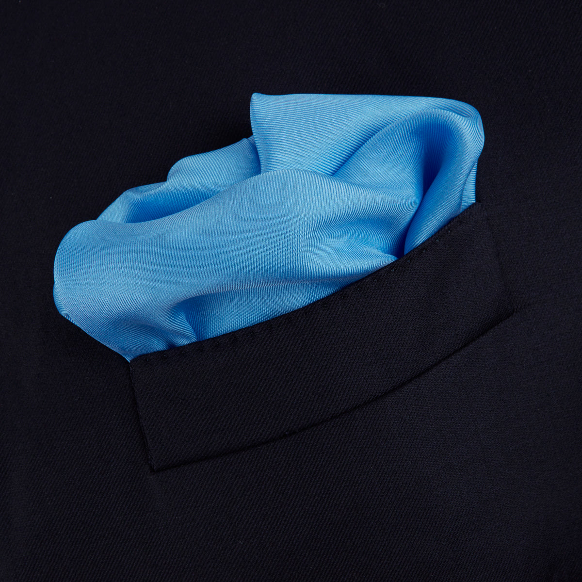 View 4 of product Blue and White Piped Silk Pocket Square