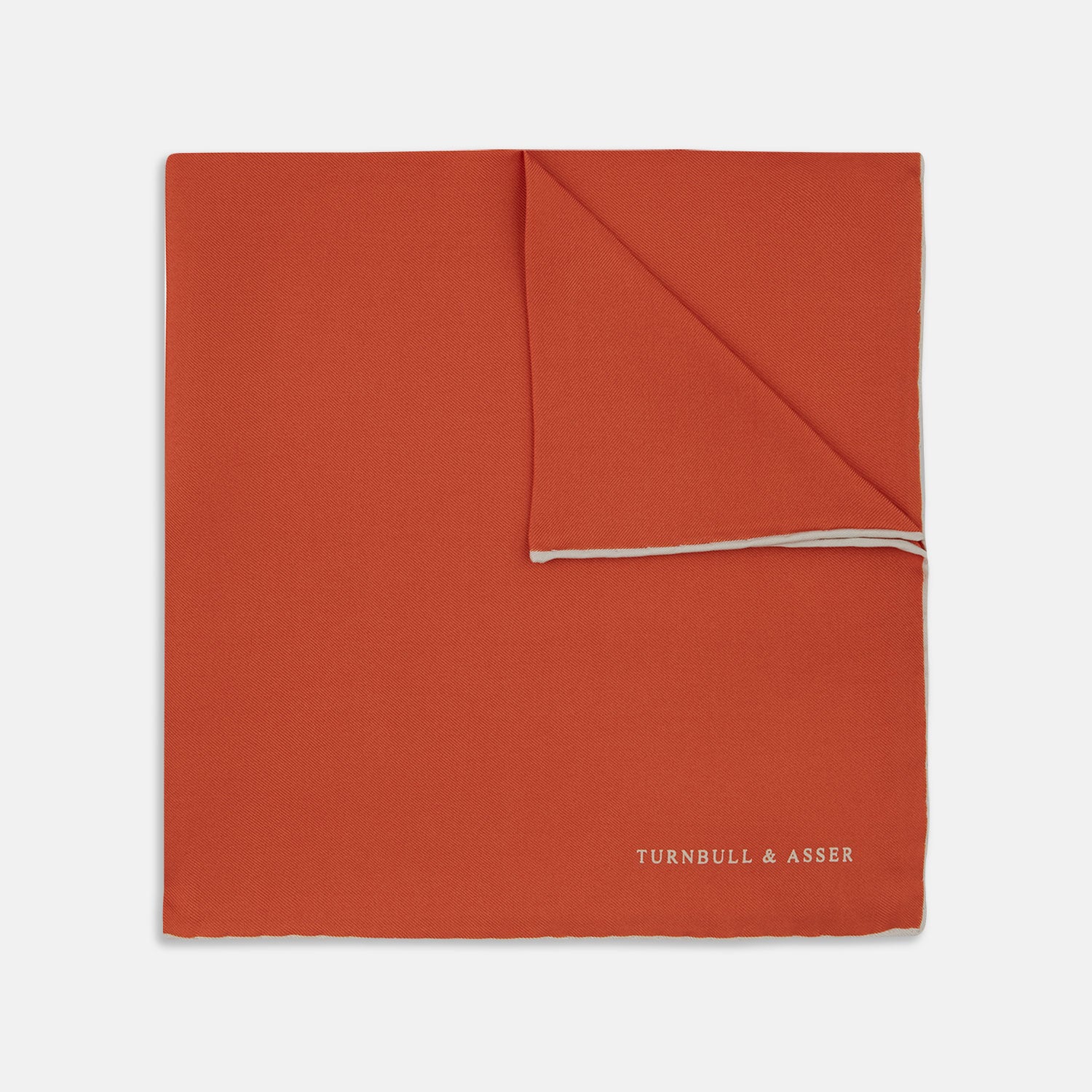 View 1 of product Dark Orange and White Piped Silk Pocket Square