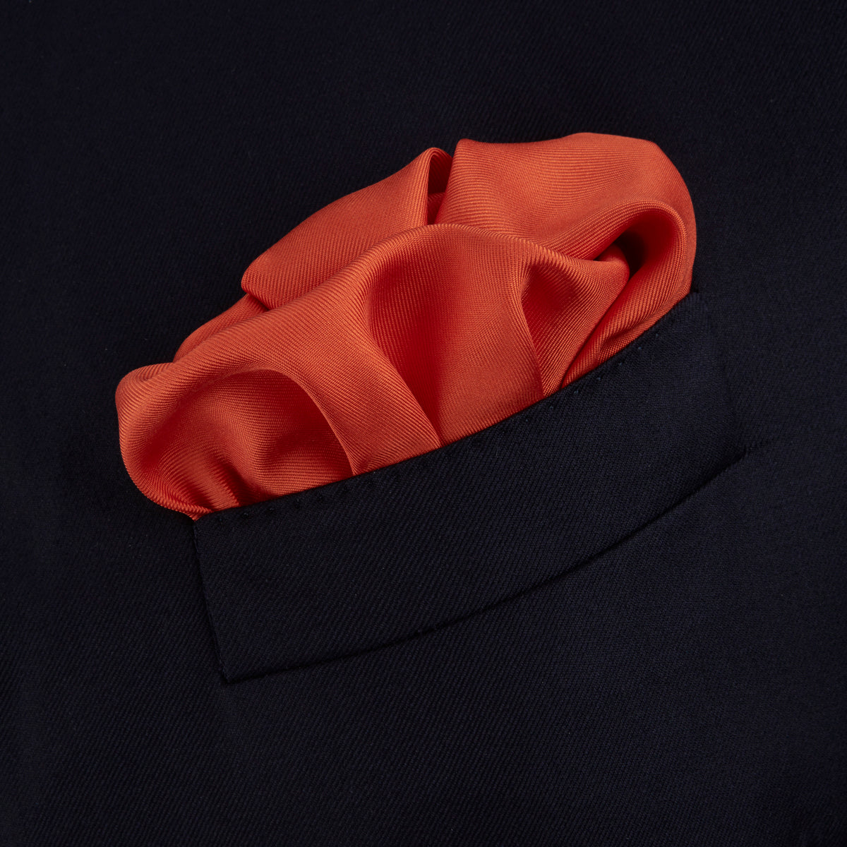 View 4 of product Dark Orange and White Piped Silk Pocket Square