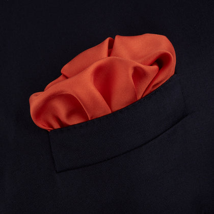 Dark Orange and White Piped Silk Pocket Square Image 3