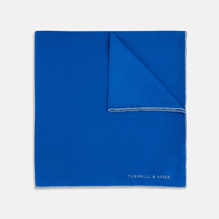 Royal Blue Piped Silk Pocket Square