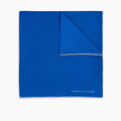 Royal Blue Piped Silk Pocket Square Image 4