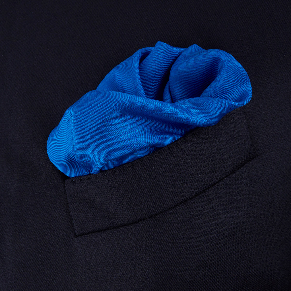 View 4 of product Royal Blue Piped Silk Pocket Square