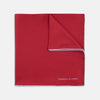 View 1 of product Red and White Piped Silk Pocket Square