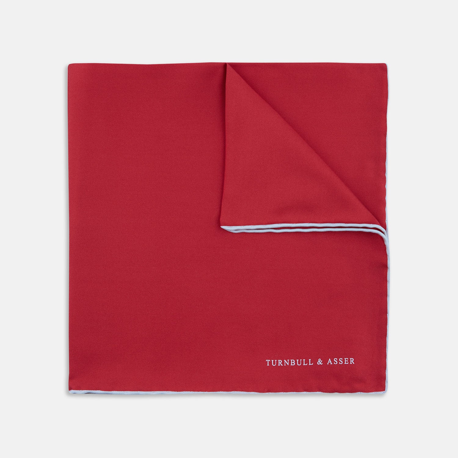 Red and White Piped Silk Pocket Square