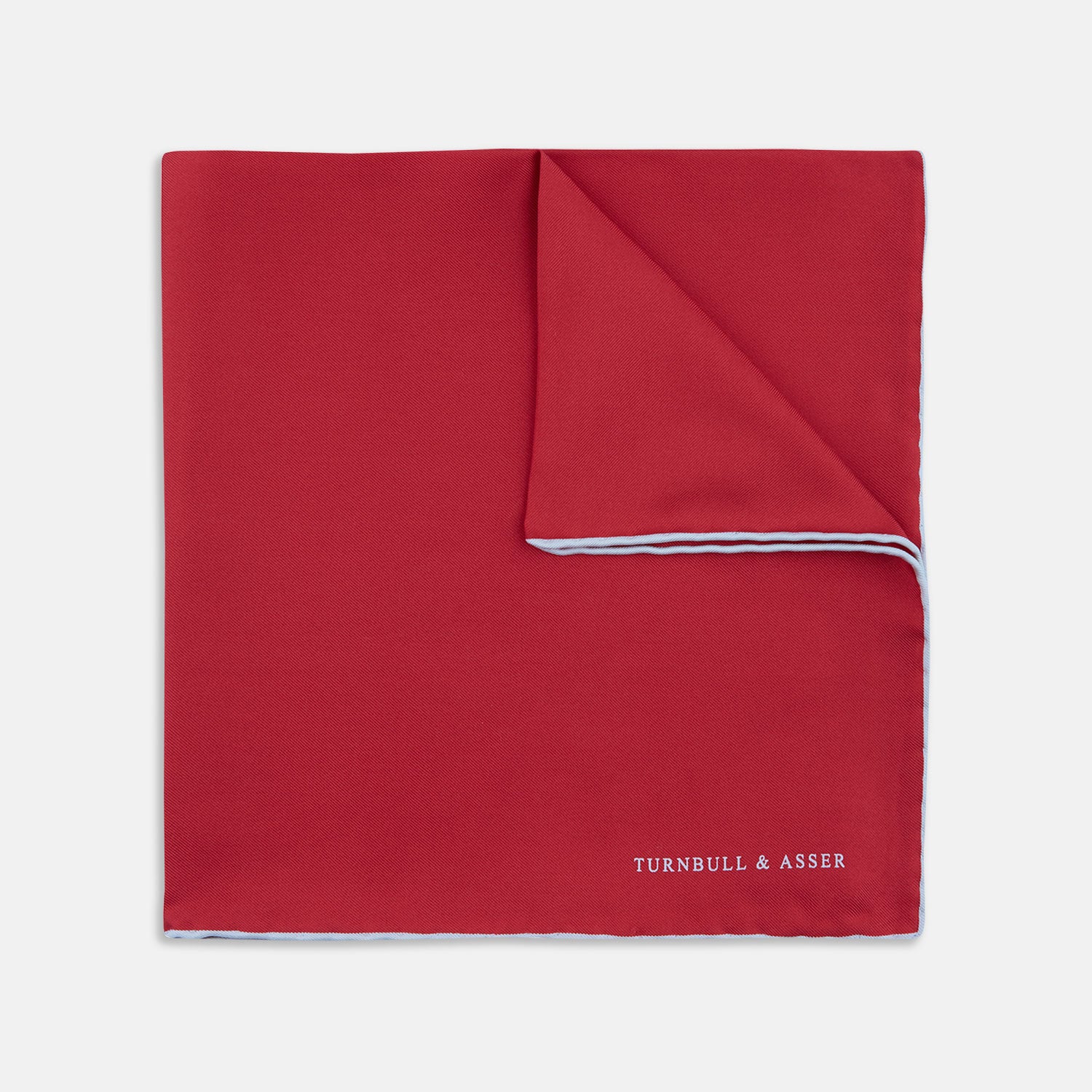 View 1 of product Red and White Piped Silk Pocket Square