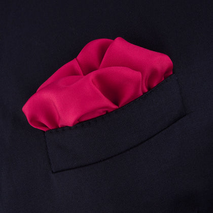 Red and White Piped Silk Pocket Square Image 3