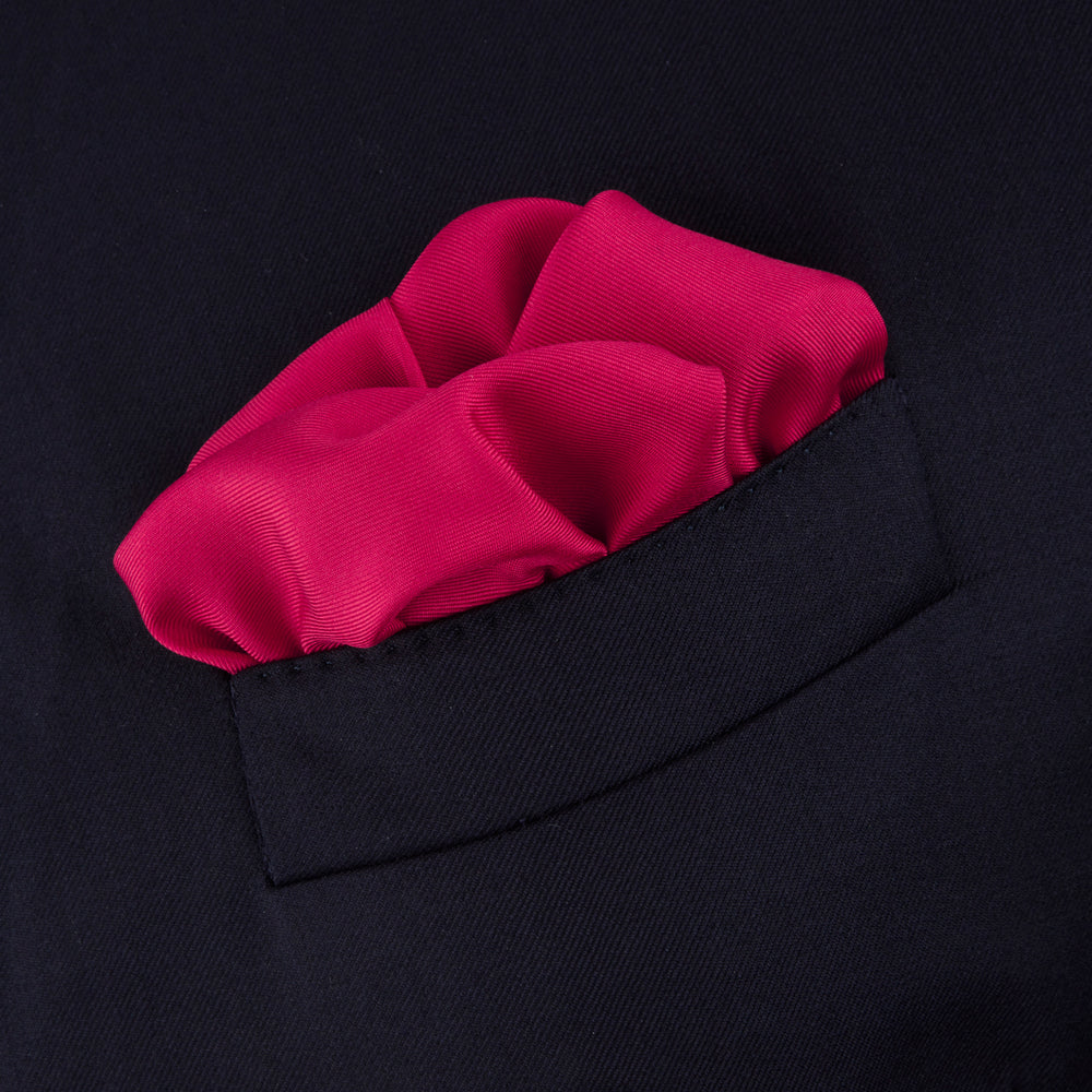 Red and White Piped Silk Pocket Square