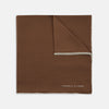 View 1 of product Brown and White Piped Silk Pocket Square