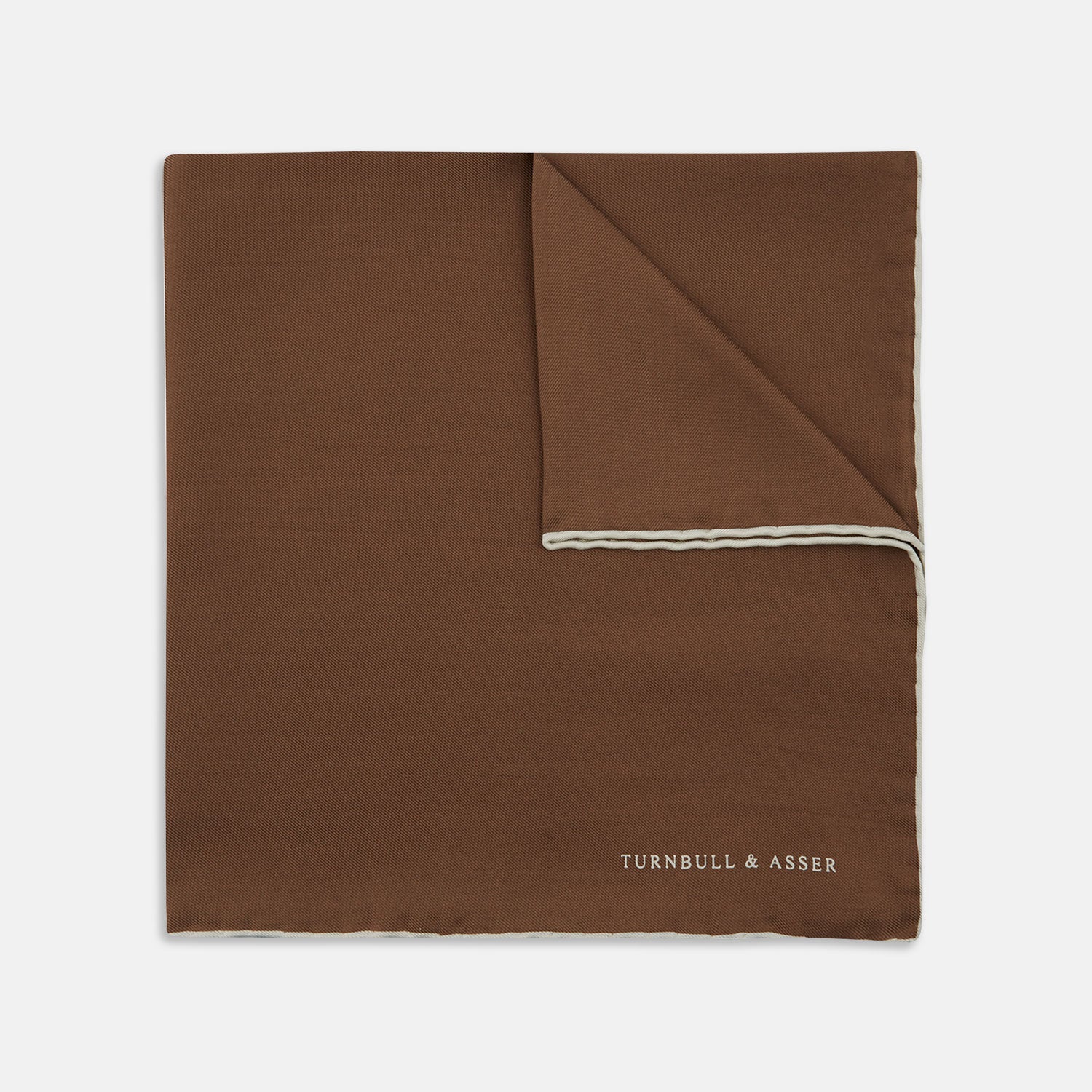 View 1 of product Brown and White Piped Silk Pocket Square