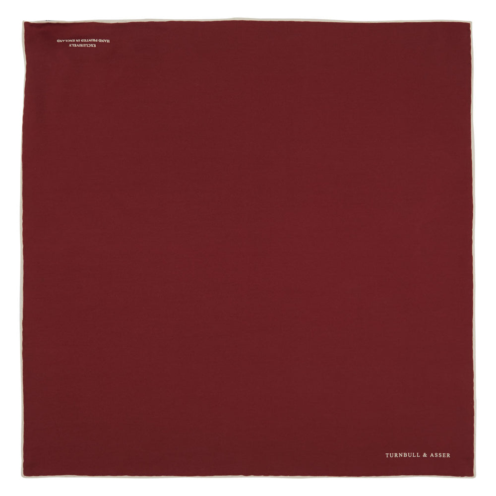 Burgundy and White Piped Silk Pocket Square
