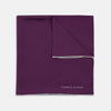 View 1 of product Plain Purple Silk Pocket Square with White piping