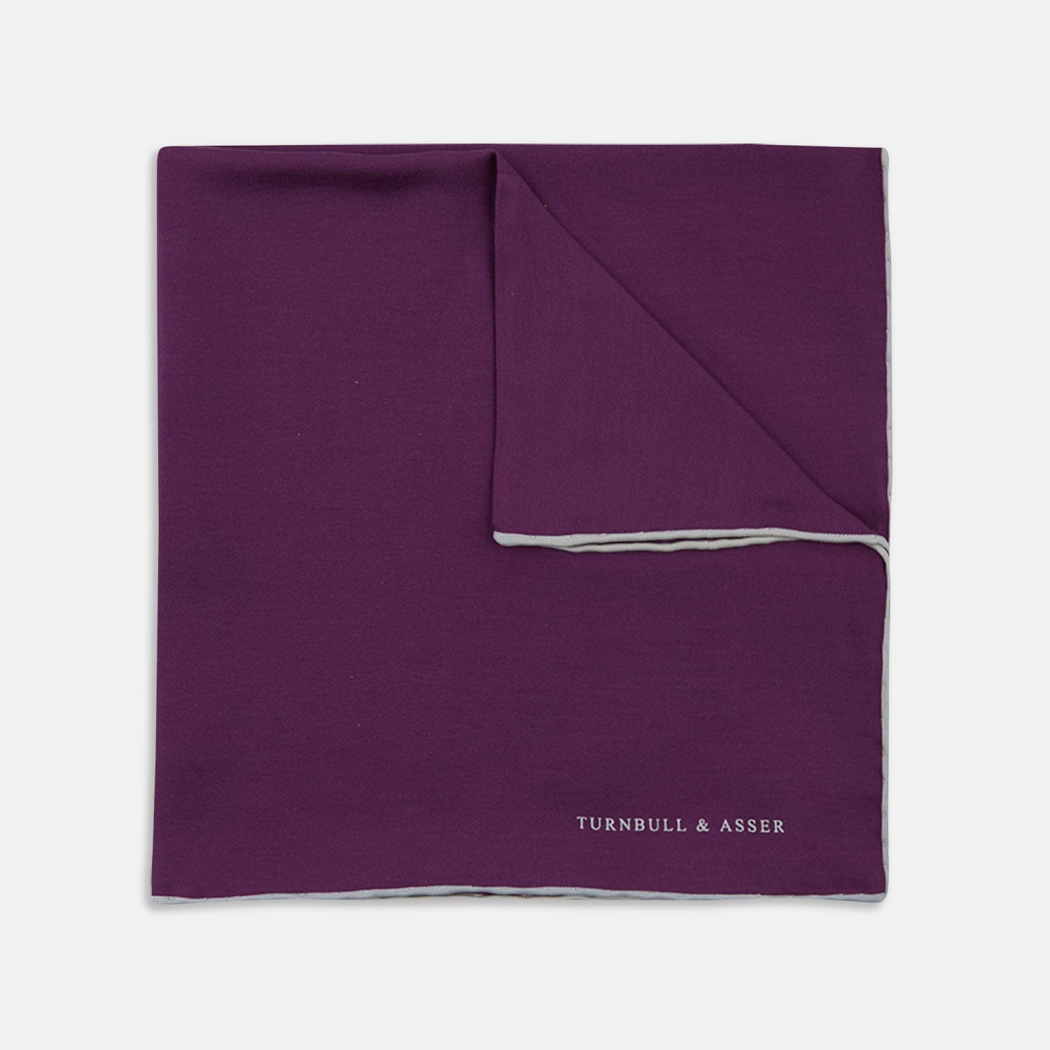 View 1 of product Plain Purple Silk Pocket Square with White piping