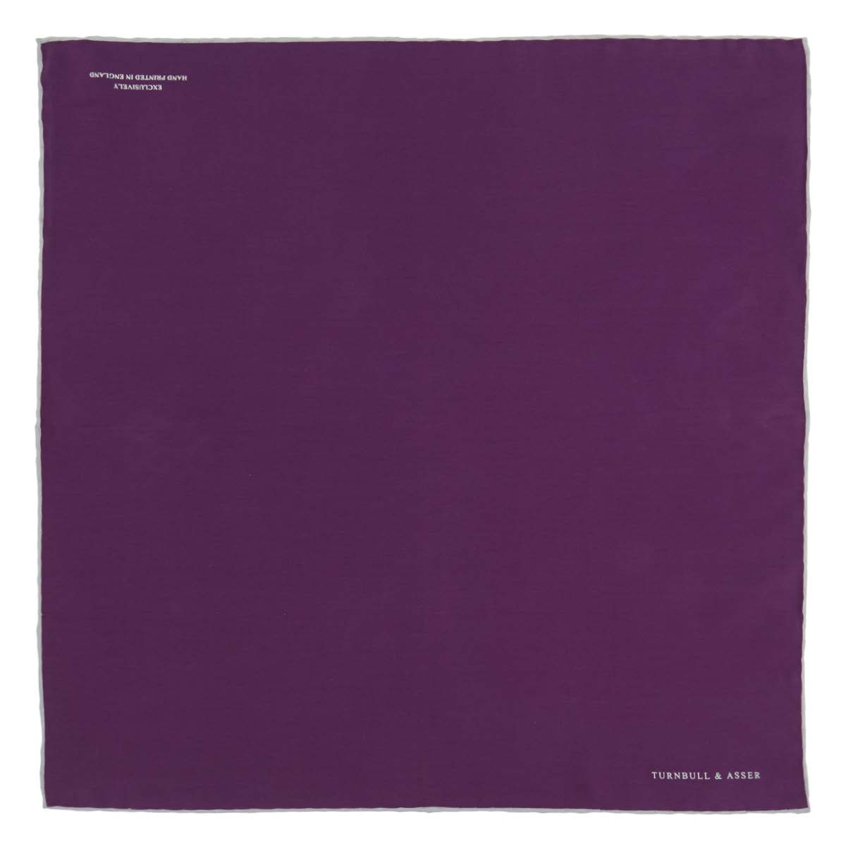 View 2 of product Plain Purple Silk Pocket Square with White piping