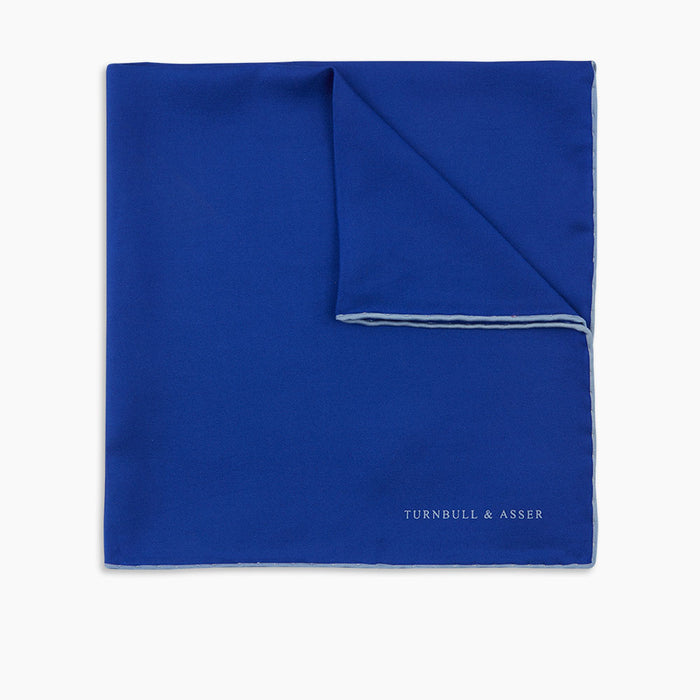 Dark Blue Piped Silk Pocket Square Image 4