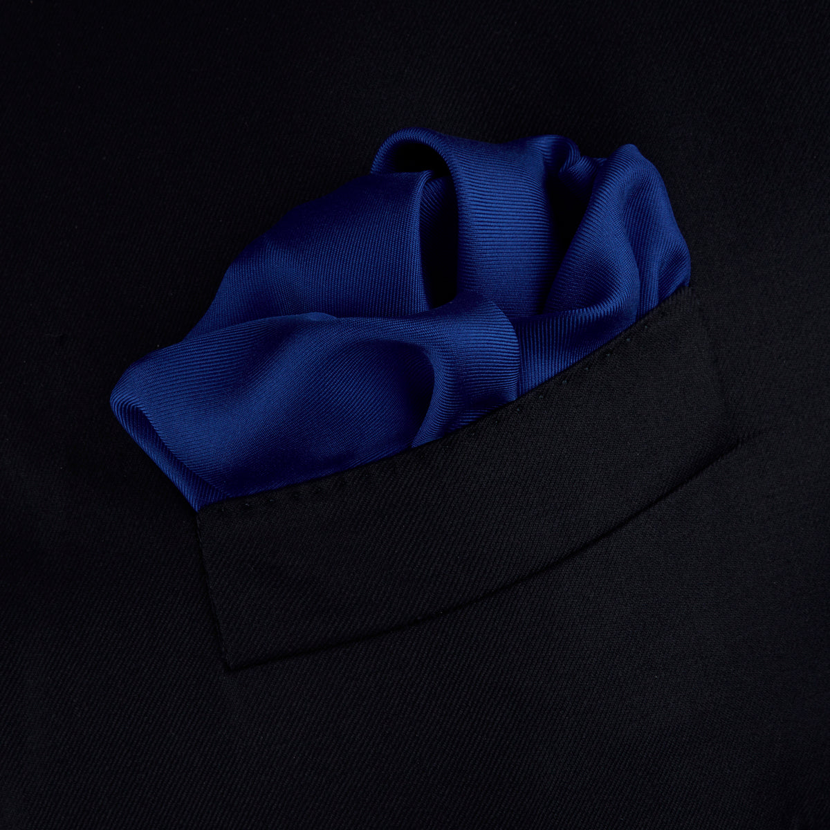 Dark Blue Piped Silk Pocket Square