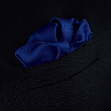 Dark Blue Piped Silk Pocket Square Image 3