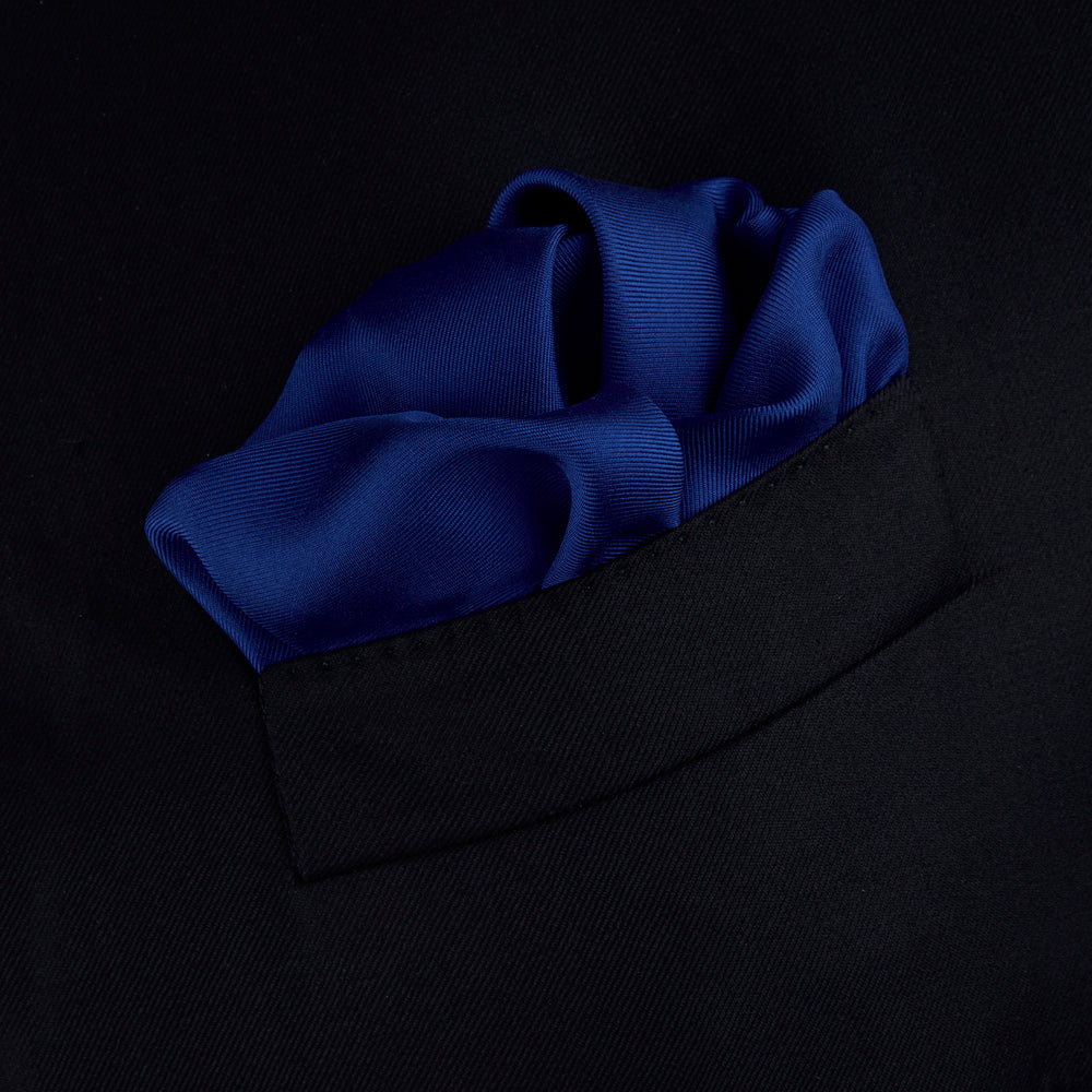 Dark Blue Piped Silk Pocket Square | Turnbull & Asser
