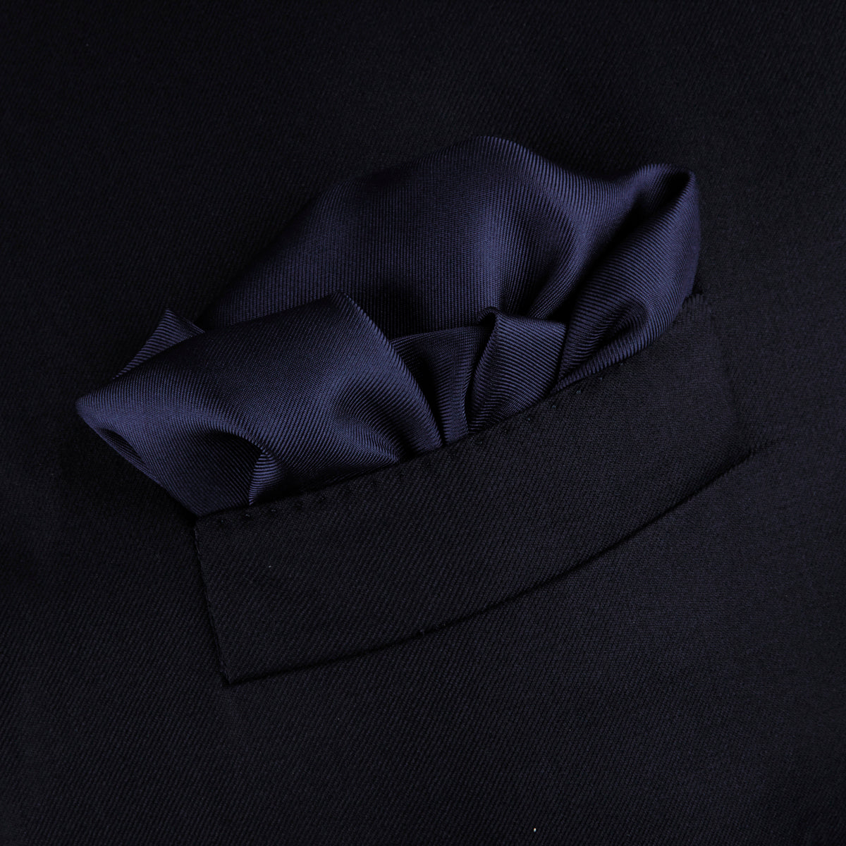 View 4 of product Navy and White Piped Silk Pocket Square