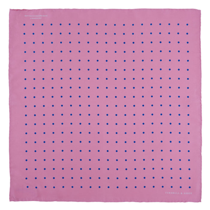 Rose and Blue Spot Silk Pocket Square Image 1