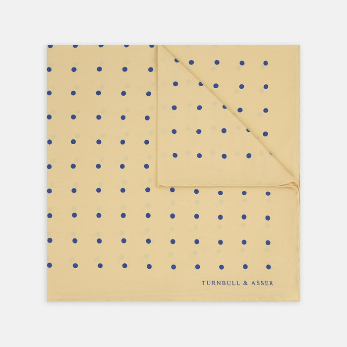 Yellow and Blue Spot Silk Pocket Square