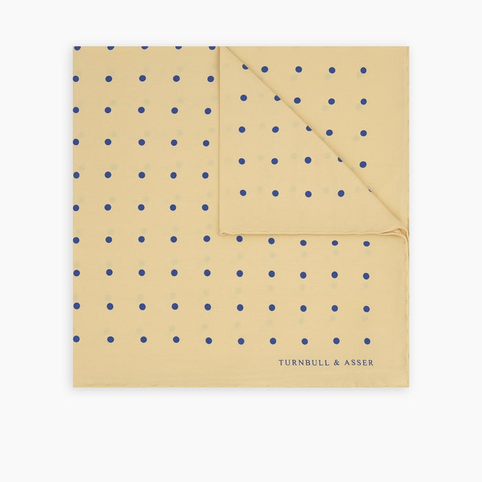 Yellow and Blue Spot Silk Pocket Square Image 4