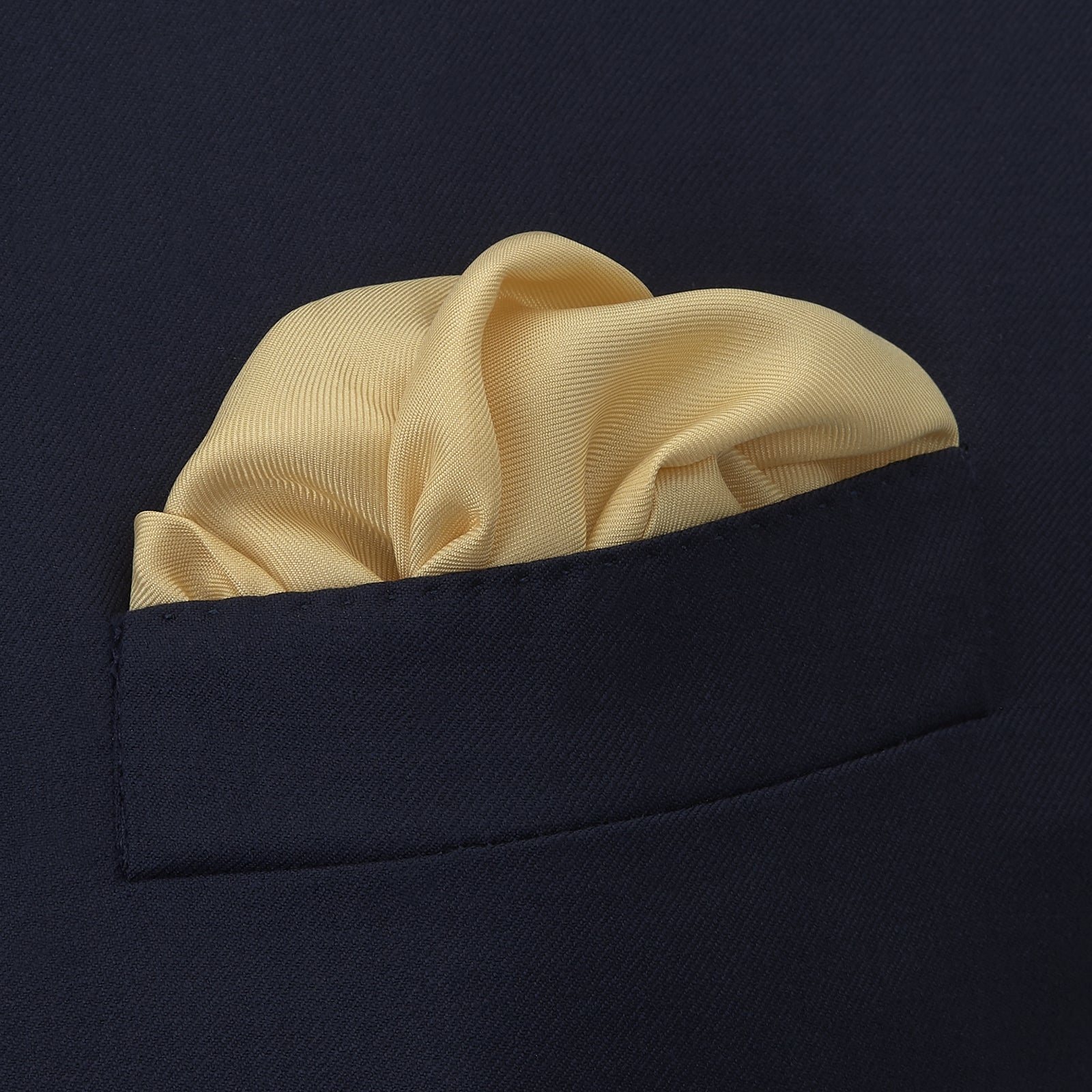 View 4 of product Yellow and Navy Piped Silk Pocket Square