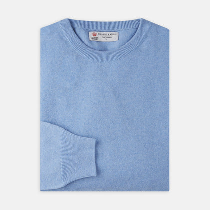 Sky Blue Fine Cashmere Crew Neck Jumper Image 2