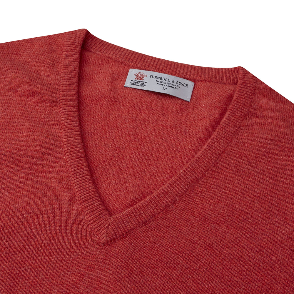 Crimson Fine Cashmere V-Neck Jumper