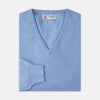 View 1 of product Sky Blue Fine Cashmere V-Neck Jumper